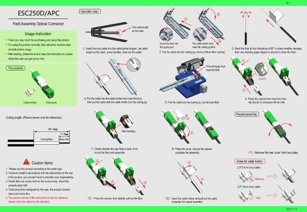 FTTH Sc/APC Sc Field Fiber Optic/Optical Fast Connector