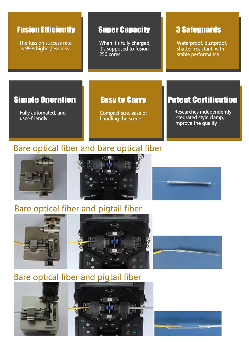 Automatic Cable Tool Device Fiber Optic Fusion Splicer for FTTH