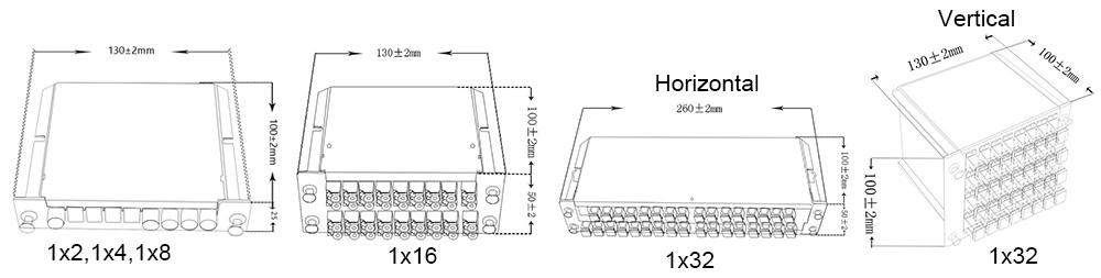 1X2 1X4 1X8 1X16 1X32 1X64 LGX Cassette Box Module Fiber Optic PLC Splitter